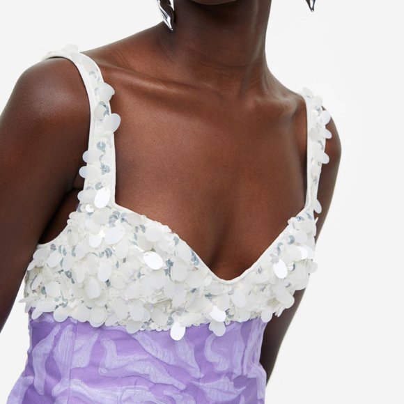 H&M Innovation Embellished Jacquard Weave Sleeveless Mini Dress XS - Picture 3 of 16